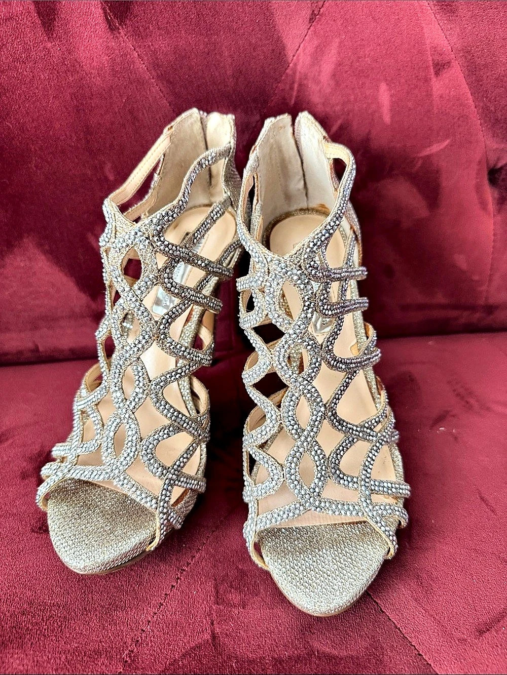 Silver Embellished Heels Like New
